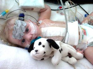 Baby after heart transplant operation