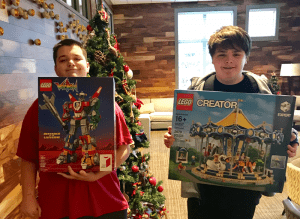 Adrian and Cailen with LEGO sets